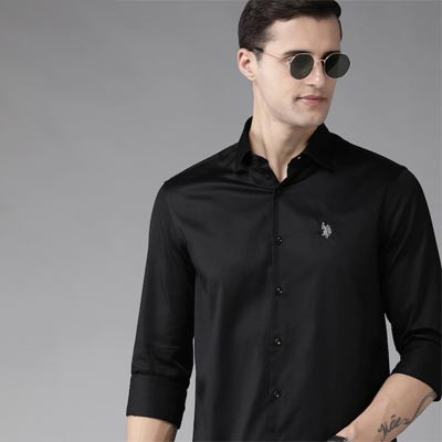 U S Polo Assn Men Black Casual Shirt