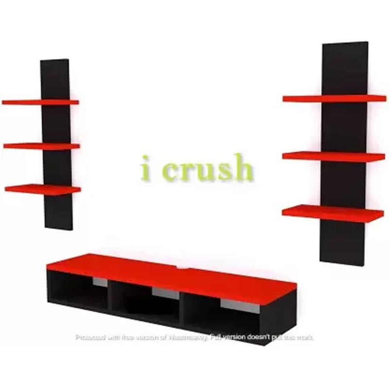 Set Top Box Stand TV Entertainment Unit Black & red Engineered Wood TV Entertainment Unit