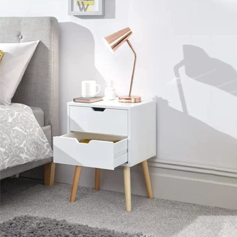 Twist Home Modern Bedside Table, End Table, Small Sofa Side Table with Two Drawer, Space Saving Living Room Furniture