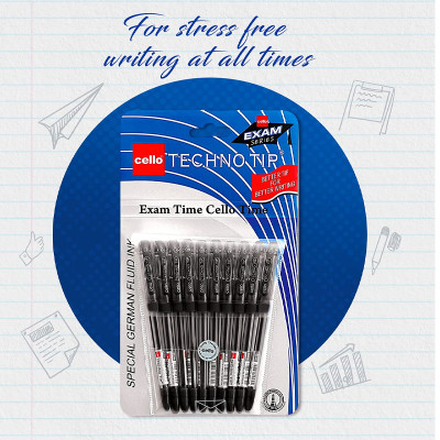 Cello Technotip Ball Pen Set (Pack of 10 pens - Black)