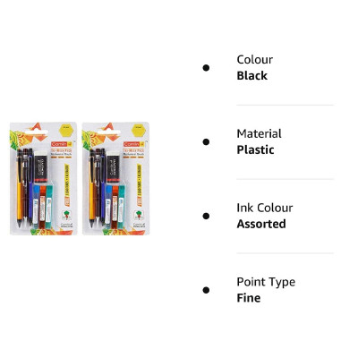 Camlin Kokuyo Tri-Mech Pencil - Set of 3 with Leads and XL Eraser | Pack of 2