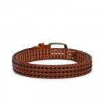 Men Tan Braided Leather Belt