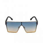 Unisex Blue Lens & Gold-Toned Shield Sunglasses with UV Protected Lens