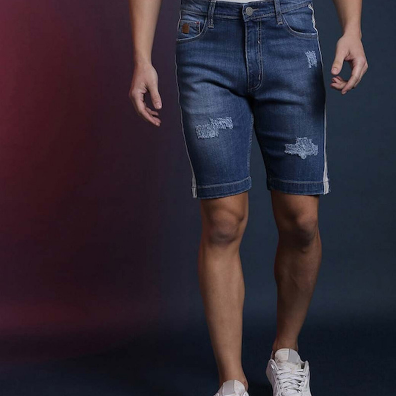 Men Blue Washed Denim Outdoor Denim Shorts