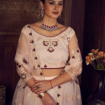 Pink & Maroon Embroidered Semi-Stitched Lehenga Choli