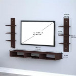 Wooden TV Entertainment Unit with 2 Wall Shelves Engineered Wood TV Entertainment Unit