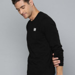 Men Black Solid Round Neck T-shirt