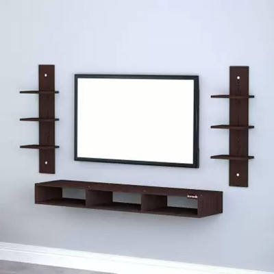 Wooden TV Entertainment Unit with 2 Wall Shelves Engineered Wood TV Entertainment Unit