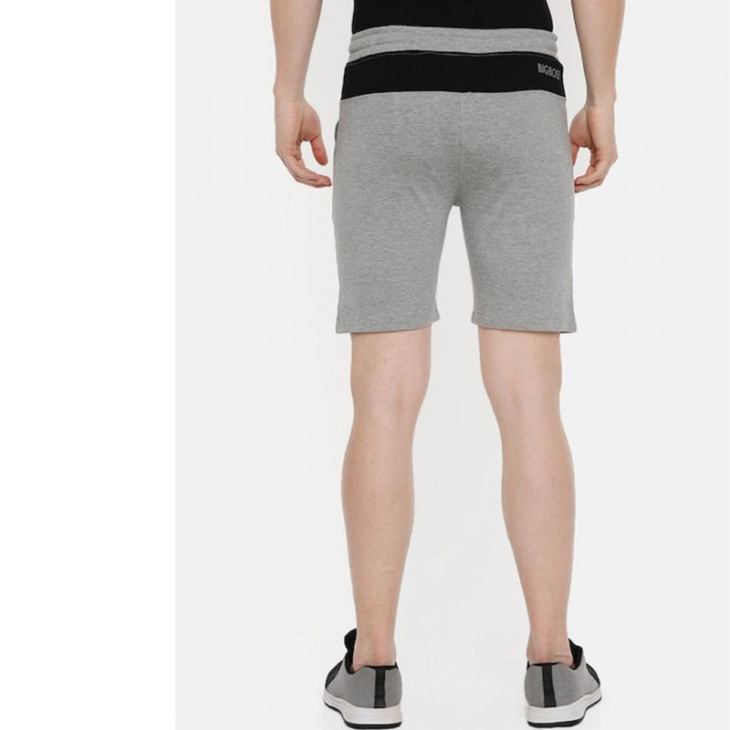 Men Grey Melange Solid Lounge Shorts